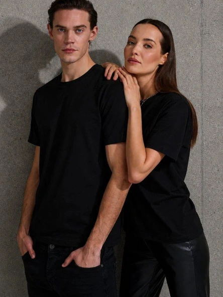 Unisex Kısa Kollu Bisiklet Yaka Basic Viskon Bluz ürün görseli 1