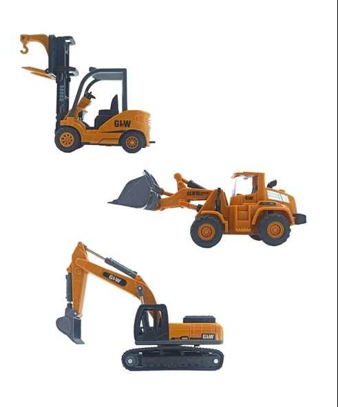 Metal Kepçe Dozer ve Forklift Set 3'lü GWL Oyuncak İş Makinaları Seti ürün görseli 1
