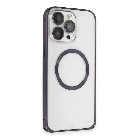 Joko İphone 14 Pro Kılıf Metal Bumper Magneticsafe Kapak - Derin Mor ürün görseli 1