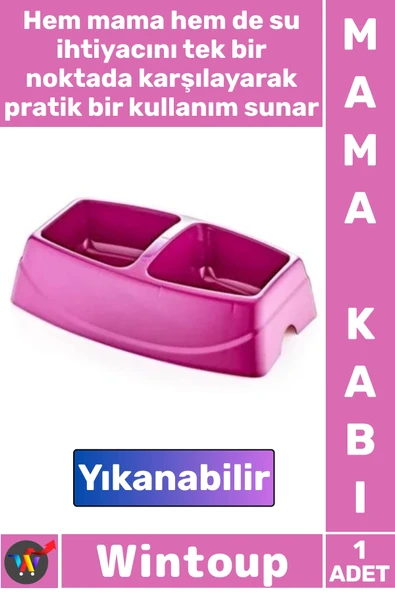 #MamaKabı Plastik Kedi Köpek Su Kabı Hijyenik Dayanıklı Konforlu Ergonomik İkili Küçük Mama Kabı ürün görseli 1