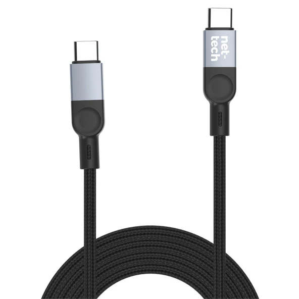 Nettech NT-DC54 100W Manyetik Örgü Type-C to Type-C Şarj ve Data Kablosu 1m (Siyah) ürün görseli 1