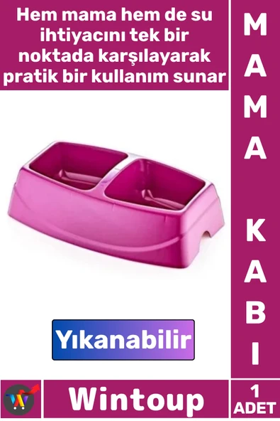#MamaKabı 1. Sınıf Plastik Kedi Köpek Su Kabı Büyük Dayanıklı Kaliteli Modern İkili Büyük Mama Kabı ürün görseli 1