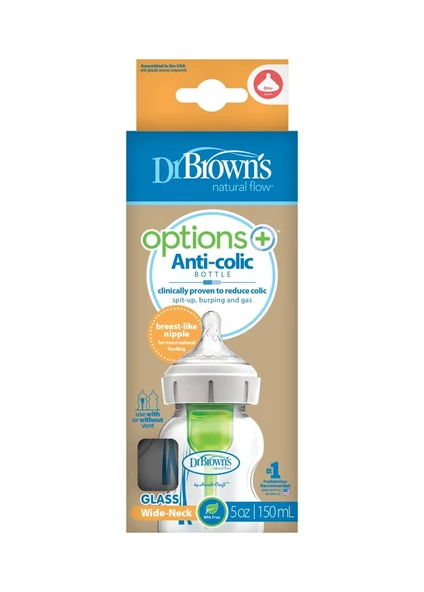 Geniş Ağız Anti Kolik Options+ Cam Biberon 150 ml ürün görseli 1
