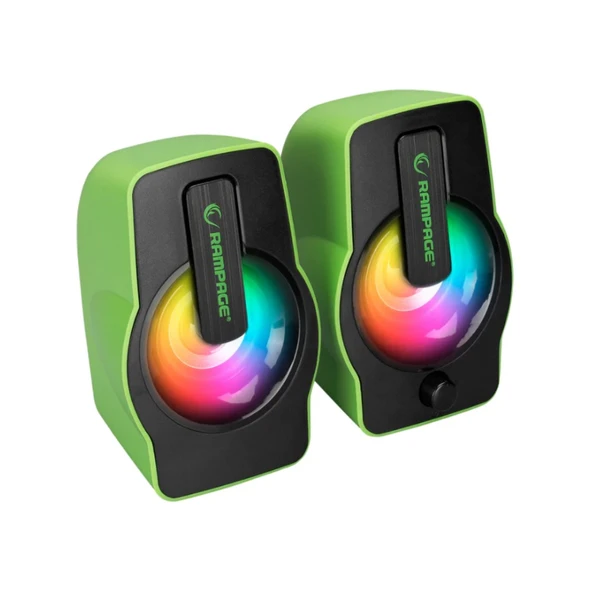 Rampage RMS-G7 FALSETTO 2.0 6 Watt RGB Ledli Yeşil Multimedia Gaming USB Speaker ürün görseli 1