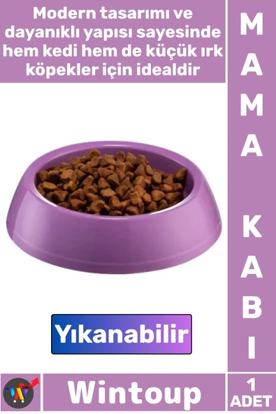 #MamaKabı Sağlam Dayanıklı Plastik Yıkanabilir Kedi Köpek Evcil Hayvan Kabı Büyük Yuvarlak Mama Kabı ürün görseli 1