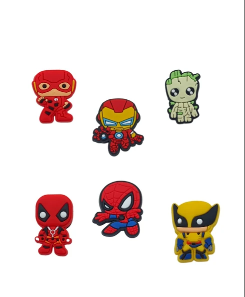 Güçlü Adımlar, Efsanevi Kahramanlar: Avengers Temalı 6'lı Terlik Süsleriyle Tarzınızı Gösterin ürün görseli 1