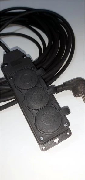 Uzun Kalın Sağlam 4 metre Topraklı 3x2,5 mm Bakır Telli 3 lü Kapaklı Prizli Fişli Uzatma Kablosu ürün görseli 1