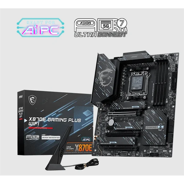 MSI X870E GAMING PLUS WIFI DDR5 8200MT/S 1XHDMI 3XM.2 USB AM5 ATX(AMD AM5 9000/8000/7000 SERİLERİ İLE UYUMLU) ürün görseli 1