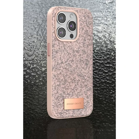 Onegif İphone 15 Pro Max Bright Simli Kapak - Gümüş - Resim 4