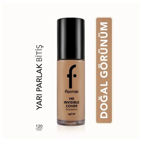 Flormar Invisible Cover HD Foundation 120 Honey ürün görseli 1