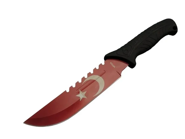 Ayyıldız Mf033 Rd Kırmızı Av Bıçağı 31cm - Testere Detaylı Bıçak, Oluklu, Kılıflı, Plastik Sap ürün görseli 1