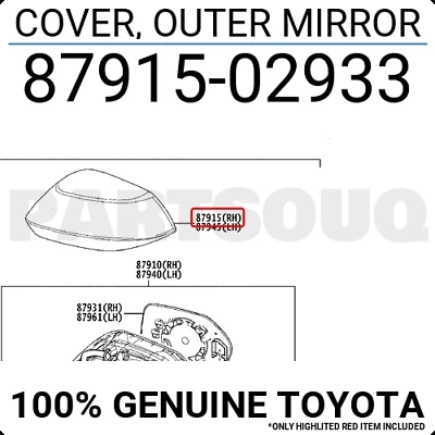 Toyota Corolla (2019 Yılında Çıkan Kasa) Ayna Kapağı Dış Sağ (Oem No:8791502933) ürün görseli 1