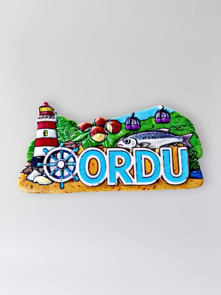 ORDU Polyester Kabartmalı Magnet  8x4 cm Şehir Magneti Dekoratif Hediyelik Buzdolabı Süsü (kod:1259) ürün görseli 1
