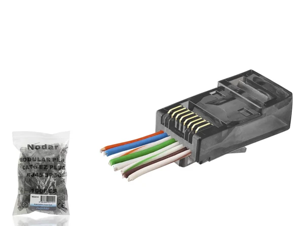 Cat6 Ez Rj45 Konnektör - 100 Adet Siyah / Ekonomik Poşet Paket ND2410 ürün görseli 1