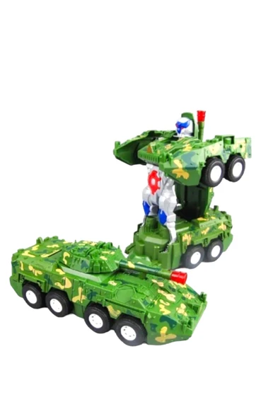 Transformers Askeri Zırhlı Tank Sesli Işıklı Çarpıp Dönen Oyuncak Tank ürün görseli 1