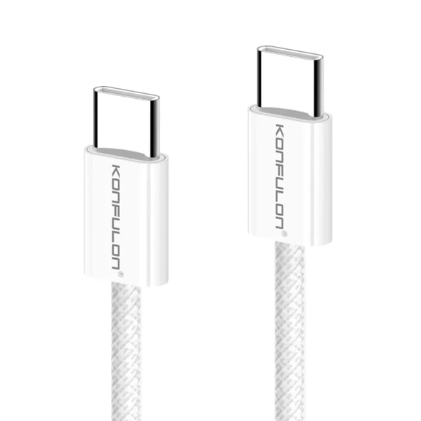 Dc130 2m 60w Type-c To Type-c Örgülü Hızlı Şarj Kablosu - Beyaz ürün görseli 1