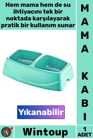 #MamaKabı Dayanıklı Plastik Pet Kedi Köpek Su Kabı Dayanıklı Ergonomik Şık İkili Küçük Mama Kabı ürün görseli 1