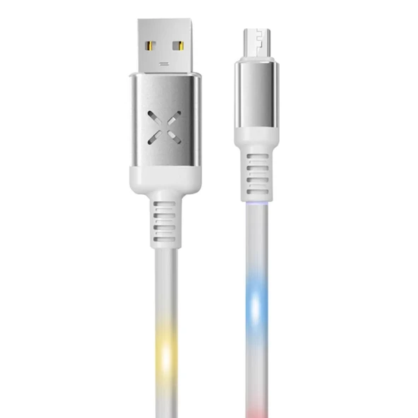 Dc09 Ses Duyarlı Işıklı Micro Usb Kablo 1m 2a - Beyaz ürün görseli 1