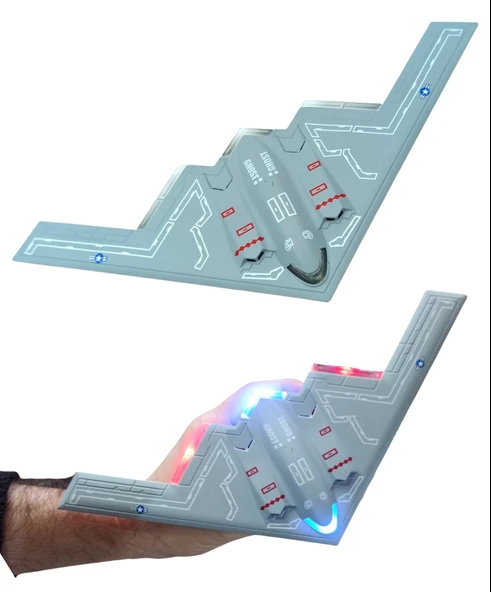 Oyuncak Metal Hayalet Savaş Uçağı Çek Bırak Özellikli Işıklı Sesli Hayalet Savaş Uçağı 28x13cm.Gri ürün görseli 1
