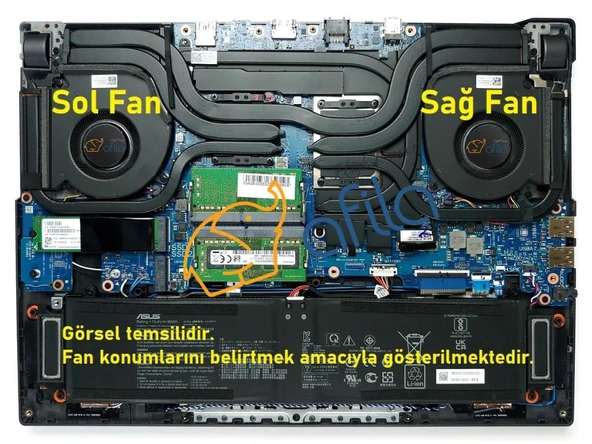 Asus ROG Strix Scar 17 G733PZ-LL062A6 Uyumlu Notebook Fanı, Sağ Fan - Ver.2 - 12V - Tip-A ürün görseli 1
