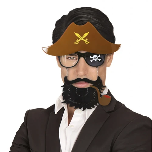 Kahve Şapkalı Pipolu Jack Sparrow Gözlüğü ürün görseli 1
