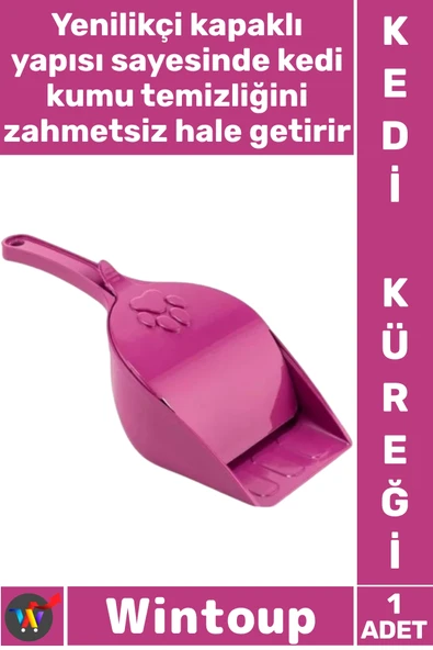 #Kedi Hijyenik Koku Önleyici Pratik Kum Tasarrufu Sağlayan Sağlam Kapaklı Kedi Tuvalet Küreği ürün görseli 1