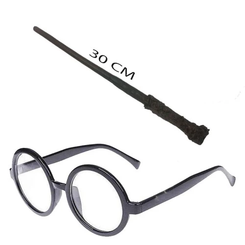 Harry Potter Asası ve Siyah Çerçeveli Gözlük Seti ürün görseli 1