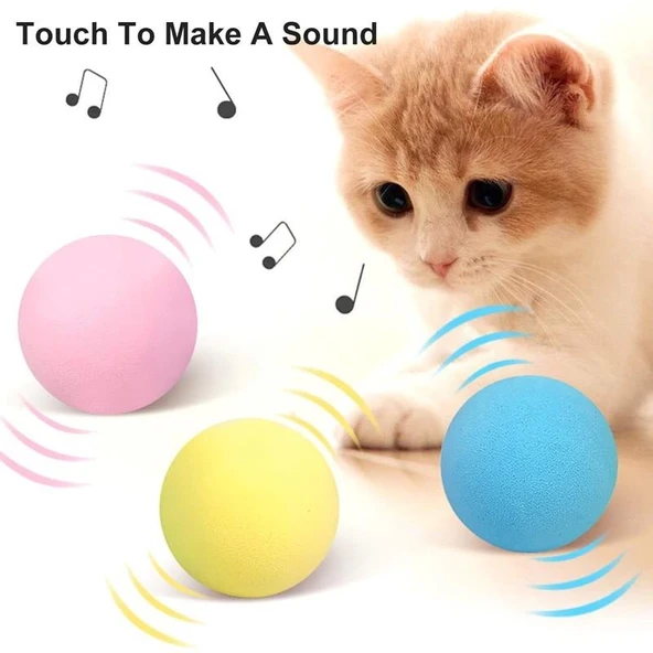 Sesli Ve Akıllı Kedi Oyuncak Topu - 50 Mm, Hayvan Sesli, Eğlenceli Kedi Oyuncağı ürün görseli 1