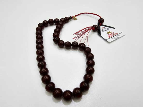 Omari İmzalı Sertifikalı Alman Faturan Sıkma Kehribar Tesbih 10,5x11 mm Küre Kesim ürün görseli 1