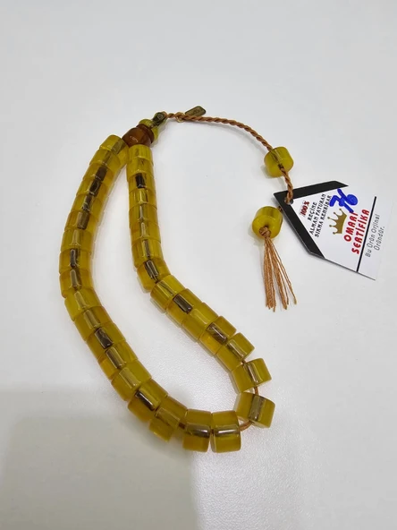 Omari İmzalı Sertifikalı Alman Faturan Sıkma Kehribar Tesbih 11,5x7,5 mm Teker Kesim ürün görseli 1