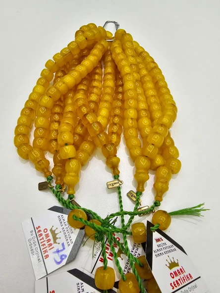 Omari İmzalı Sertifikalı Alman Faturan Sıkma Kehribar Tesbih 13x10 mm Teker Kesim ürün görseli 1