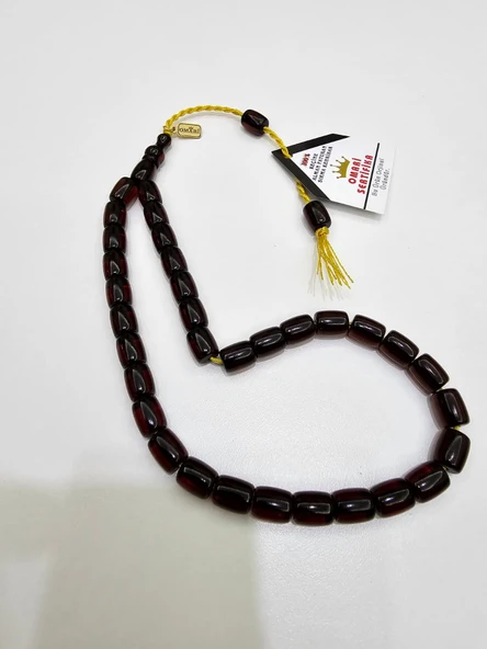 Omari İmzalı Sertifikalı Alman Faturan Sıkma Kehribar Tesbih 8,5x12,5 mm Teker Kesim ürün görseli 1