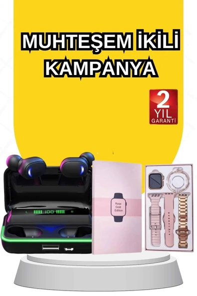 Kadınlara Özel Bileklik Hediyeli Akıllı Saat Ve Dijital Göstergeli Anc Özellikli Bluetooth Kulaklık ürün görseli 1