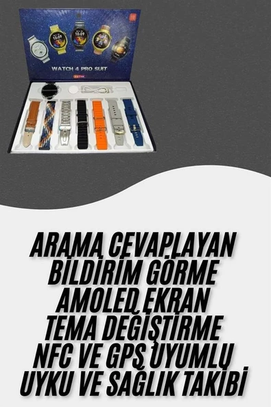 Akıllı Saat Çoklu Kordon Seçenekli Dokunmatik Ekran Nabız Sensörlü ürün görseli 1