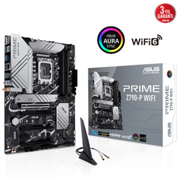 ASUS PRIME Z790-P WIFI INTEL Z790 LGA1700 DDR5 7200 DP HDMI 3X M2 USB3.2 AX WİFİ BT AURA RGB ürün görseli 1