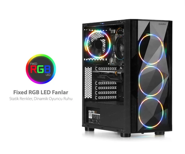 Dark Diamond PRO 4x12cm Fan, 1x USB3.0, 2x USB2.0 Full Akvaryum Oyuncu Kasası (Psu yok) ürün görseli 1