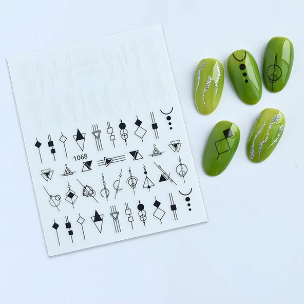 Geometrik Dizayn Tırnak Sticker Tırnak Etiketi Nail Art JO-1068 ürün görseli 1