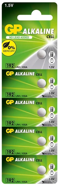 GP GP192-C5 LR41 AG3  Alkalin Düğme Pil 5'li Paket ürün görseli 1