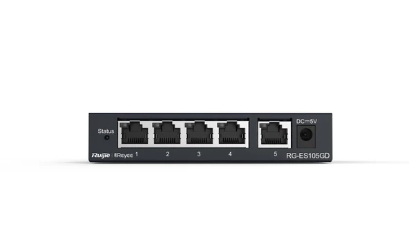 Ruijie-Reyee RG-ES105GD 5 Port 10-100-1000 Mbps Gbit Yönetilemez Switch Çelik Kasa ürün görseli 1