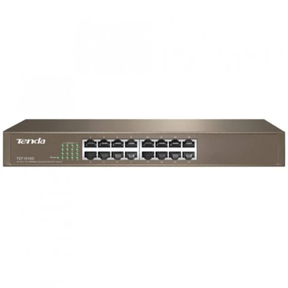 Tenda TEF1016D 16 Port 10-100 Mbps Switch Çelik Kasa Rack Mount ürün görseli 1