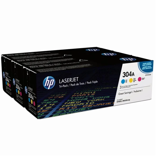 HP 304A Mavi-Kırmızı-Sarı 3lu Takım Toner CF372AM CC531A-CC532A-CC533A ürün görseli 1