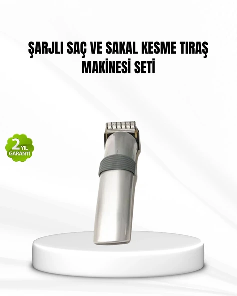 Şarjlı Saç Ve Sakal Kesme Makinesi – Paslanmaz Çelik Bıçak, Ayarlanabilir Başlık ürün görseli 1