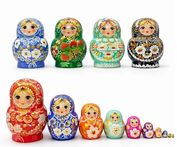 10'lu Ahşap Matruşka Seti Alk5380 ürün görseli 1
