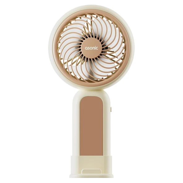 Asonic AFN21 Krem 250mAh Dahili Pil Elde Taşınabilir Masaüstü Usb Fan Şarjlı Type-c Şarj ürün görseli 1