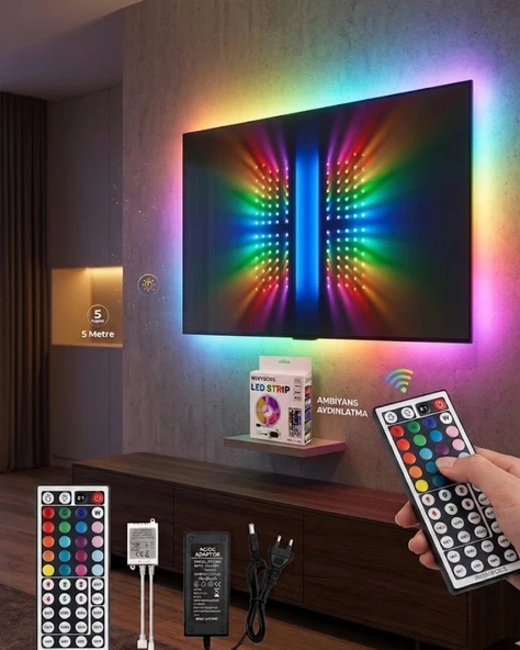 Rgb Led Strip 5 Metre Kumandalı 5050 Şerit Led Dekorasyon Işığı ürün görseli 1