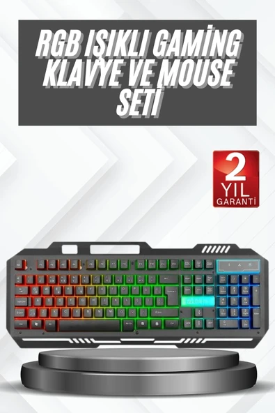 Işıklı Q Klavye Mouse Seti Siyah Klavye ürün görseli 1
