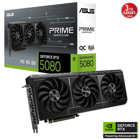 Asus Prime GeForce RTX5080 PRIME-RTX5080-O16G 16GB GDDR7 OC Edition 256 Bit Gaming Ekran Kartı ürün görseli 1