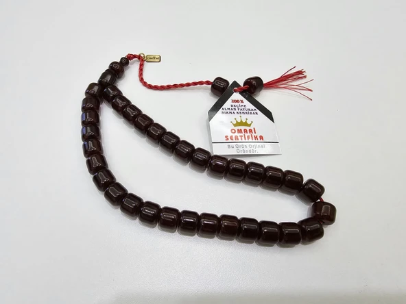 Omari İmzalı Sertifikalı Alman Faturan Sıkma Kehribar Tesbih 11x9,5 mm Fıçı Kesim ürün görseli 1
