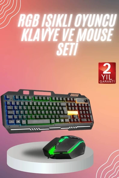 Rgb Işıklı Klavye Q Klavye Mouse Hediyeli ürün görseli 1