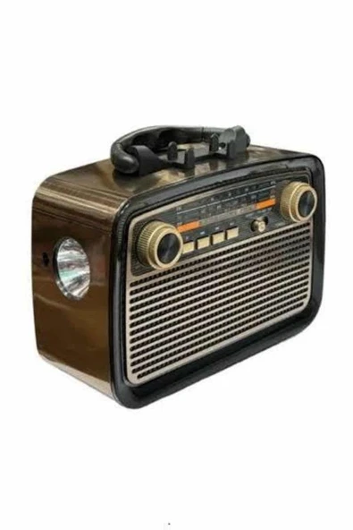 Nostalji Radyo Bluetooth Hoparlör Usb-sd Kart Giriş Led Fener Işıklı Bataryalı Pilli ürün görseli 1